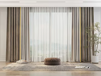 Modern Curtain Fabric Curtain 3d model