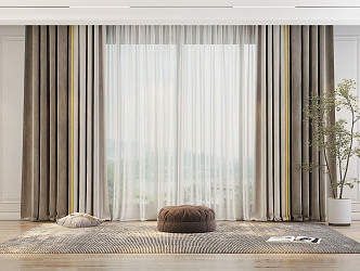 Modern Curtain Fabric Curtain 3d model