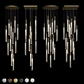 Modern Vertical Pendant Lights With Glass Tubes And Metallic Frames