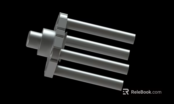 Industrial Metal Mechanical Component With Parallel Rods And Hexagonal Head 3d model 