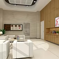 ICBC Service Hall Modern Interior With Green Plants And Digital Screens