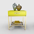 Modern Bedside Tables With Gold Accents Drawers And Decorative Items