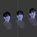 Three White Head Models Featuring Orange Hair And Different Hairstyles On Gray Background