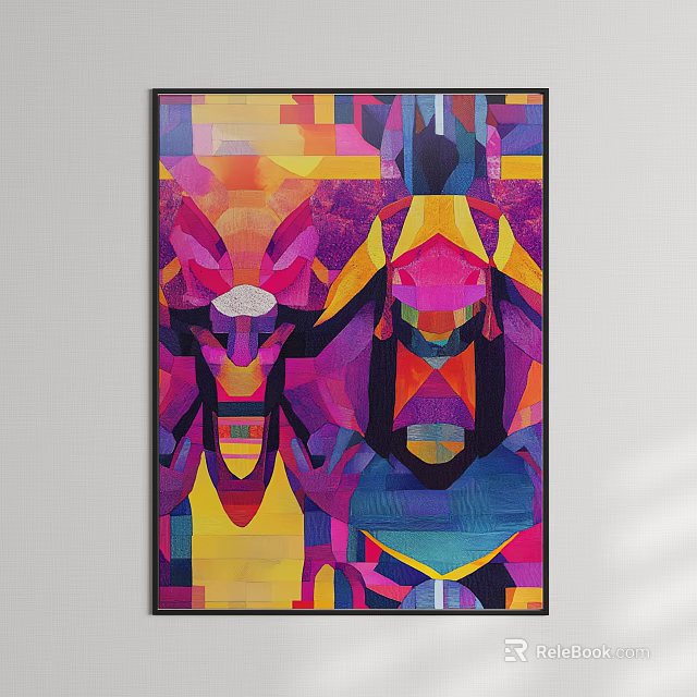 Modern Abstract Painting With Vibrant Colors Geometric Shapes And Bold Patterns 3d model 