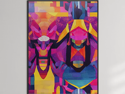 Modern Abstract Painting With Vibrant Colors Geometric Shapes And Bold Patterns 3d model
