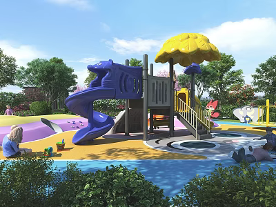 Modern children's play area children's amusement park 3d model