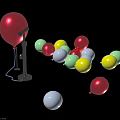 Shiny Colorful Balloons Display With Metal Pump And Multiple Colors On Dark Background