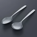 Two Silver Stainless Steel Spoons Modern Sleek Handle Kitchen Dining Cutlery Set