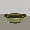Round Coffee Table with Layered Black Top and Wooden Lower Layer Modern Minimalist Design