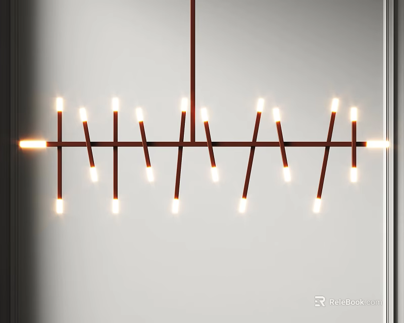 Modern Minimalist Chandelier With Multiple Slender Arms And Illuminated Warm Bulbs 3d model 