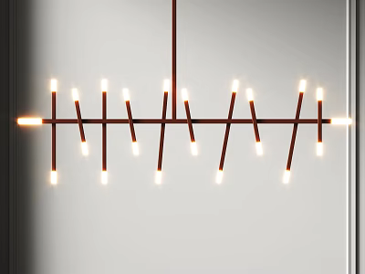 Modern Minimalist Chandelier With Multiple Slender Arms And Illuminated Warm Bulbs 3d model