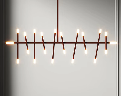 Modern Minimalist Chandelier With Multiple Slender Arms And Illuminated Warm Bulbs 3d model