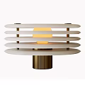 Modern Layered Table Lamp With White Panels Warm Yellow Light And Brass Base 3d model