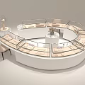 Elegant Jewelry Store Interior With Glass Display Cases Circular Counter And Luxury Lighting