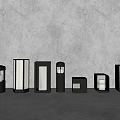 Modern Minimalist Outdoor Lights With Various Shapes And Transparent Panels On Gray Background