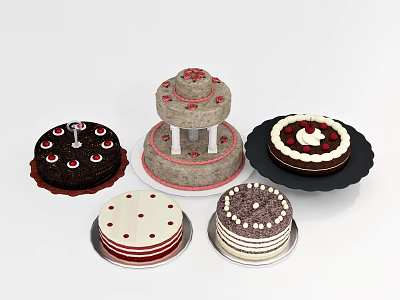 Modern Cake Food Drink Birthday Cake Strawberry Cake Double Cake 3d model