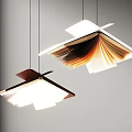 Modern Creative Book Shaped Pendant Light With Wooden Brown And White Design For Interior Decoration