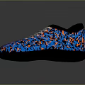 Colorful Athletic Sports Shoes with Various Designs and Vibrant Upper Patterns on Dark Background