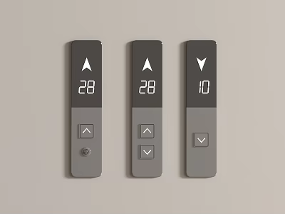 Three Smart Switch Panels With Digital Display And Arrow Control Buttons 3d model