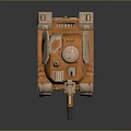 Modern Orange Armored Tank With Cannon Barrel Tracks And Military Design
