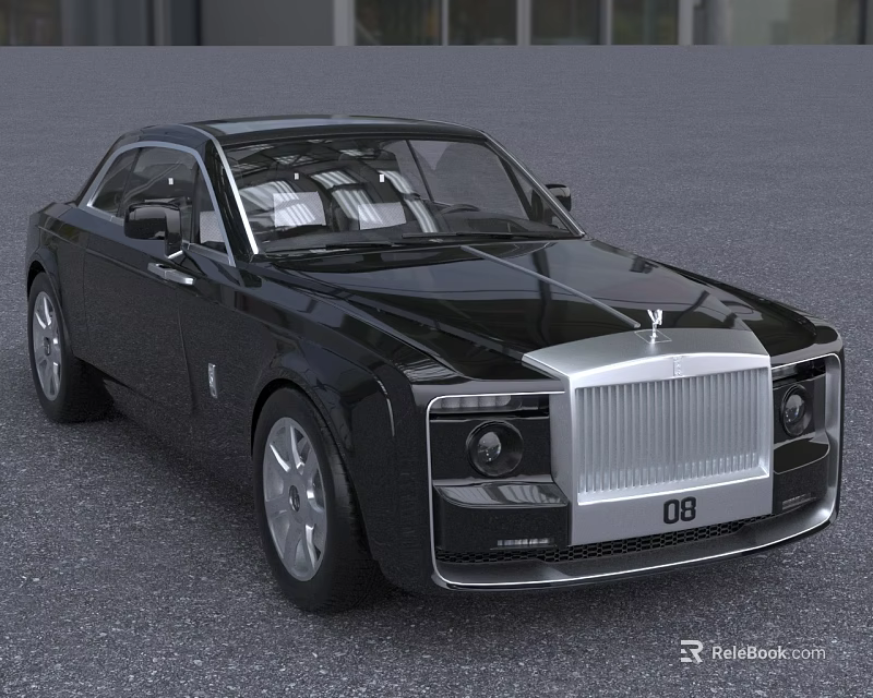 Black Rolls Royce Sedan With Luxury Front Grille And License Plate 08 3d model 