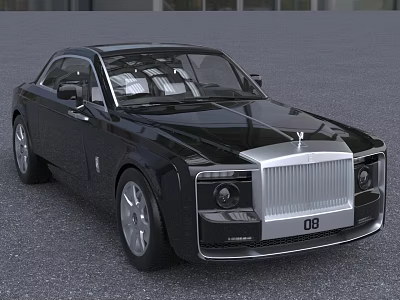 Black Rolls Royce Sedan With Luxury Front Grille And License Plate 08 3d model