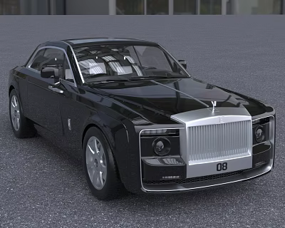 Black Rolls Royce Sedan With Luxury Front Grille And License Plate 08 3d model