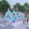 Landscape sketch net red corridor frame lighting sketch commercial square structure star lamp atmosphere environment design structure art 3d model