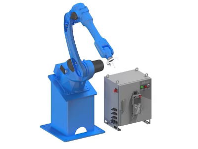 High Precision Industrial Robot Arm With Control Cabinet And Automation System 3d model