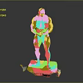Muscular Male Statue Standing On Broken Platform With Grey Background 3d model