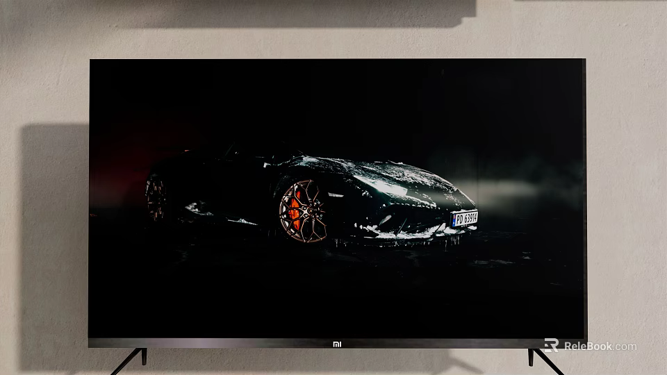 Modern Television Screen Displaying Black Sports Car With High Quality Visuals 3d model 