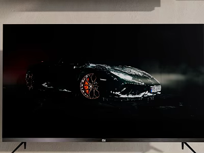 Modern Television Screen Displaying Black Sports Car With High Quality Visuals 3d model