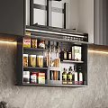 Modern Kitchen Wall Mounted Storage Rack With Condiment Bottles And Cooking Supplies