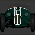 Green Vintage Racing Car With White Stripes And Number 62 Open Top Design