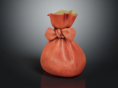 Decorative Orange Bag Shaped Household Item With Bow And Yellow Rim 3d model