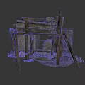 Ancient Wooden Grinding Tool With Rustic Stone Components And Worn Structure