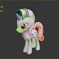 Pink Unicorn Pony Toy With White Mane Tail And Blue Mark On Dark Background