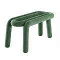 Modern Green Velvet Stool With Curved Tubular Structure And Sleek Lines
