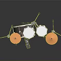 Shiny Metallic Drum Set With White Heads Cymbals And Metal Stands