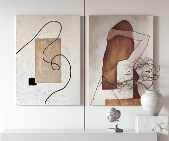 Modern abstract painting hanging painting decorative painting 3d model