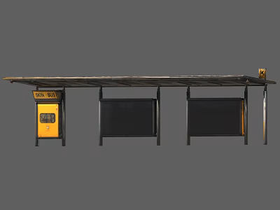 Outdoor Shelter Structure With Coin Box Black Billboards And Metal Frames 3d model