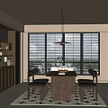 Middle style dining table and chair combination 3d model