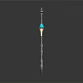 Ornate Decorative Sword With Blue Gemstone Hilt And Intricate Metallic Blade Design 3d model