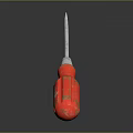 Red Handle Screwdriver With Metal Shaft And Reflective Surface On Dark Background