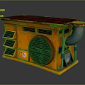 Industrial Equipment With Orange Body Red Top Vents Grill Pipes And Control Panel
