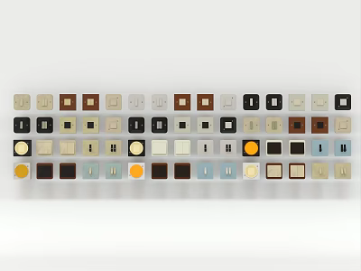 Stylish Modern Switch Panels In Various Colors And Design Styles For Home Use 3d model