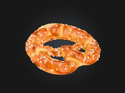Delicious Freshly Baked Golden Pretzel With Salted Surface And Twisted Shape 3d model