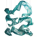 Elegant Green Transparent Flowy Fabric Strips Hanging Decor for Modern Home Interiors