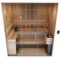 Modern Wooden Shower Sauna Interior Design With Glass Door And Benches