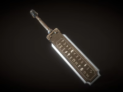 Engraved Metal Sword With Intricate Decorative Hilt And Sharp Blade Design 3d model
